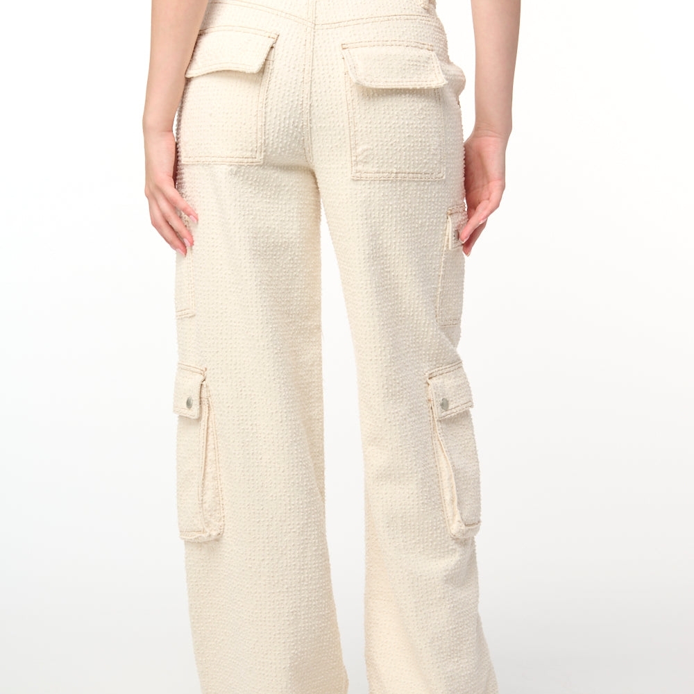 Women's Cream Cargo Pants